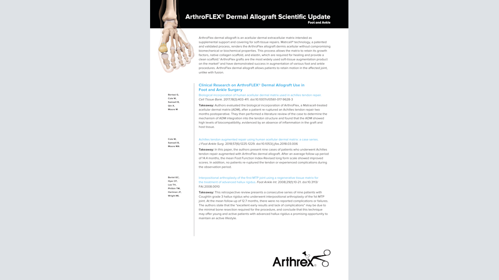 ArthroFLEX® Dermal Allograft Scientific Update Foot and Ankle