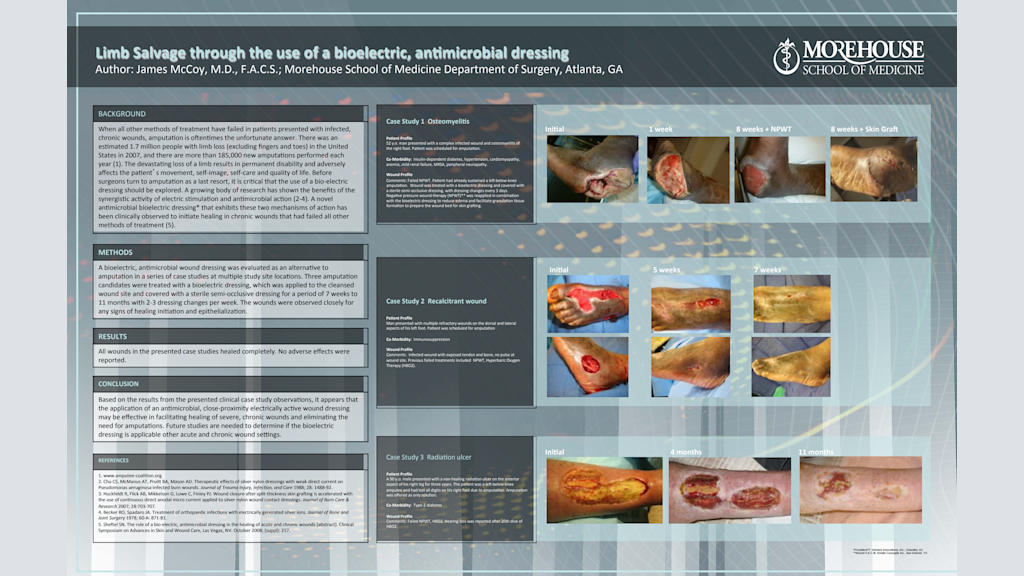 Limb Salvage through the use of a bioelectric, antimicrobial dressing