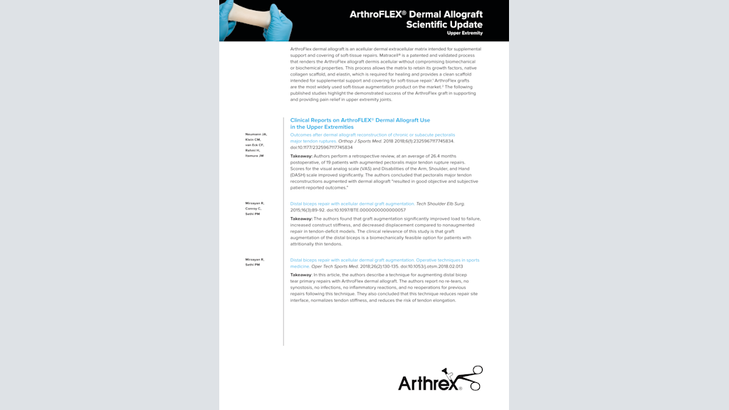 ArthroFLEX® Dermal Allograft Scientific Update Upper Extremity