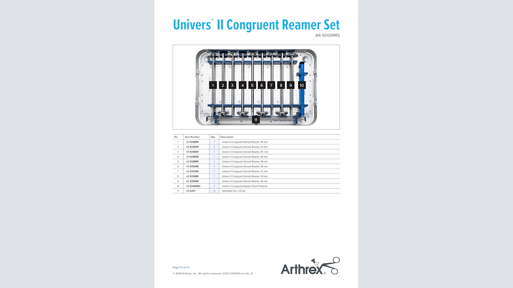 Univers™ II Congruent Reamer Set (AR-9200RRS)