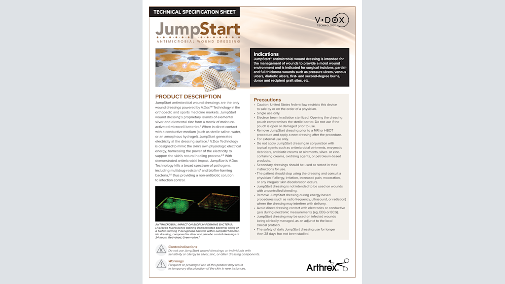 Technical Specification Sheet JumpStart® Antimicrobial Wound Dressing