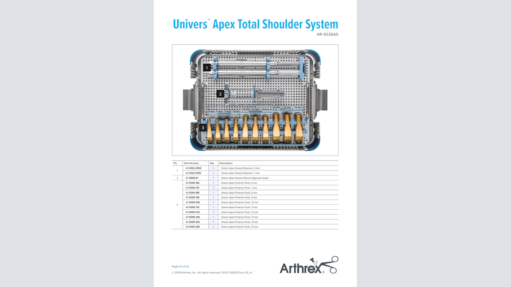Univers™ Apex Total Shoulder System (AR-9226AS)