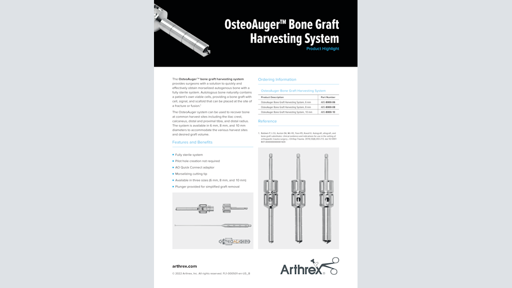 OsteoAuger™ Bone Graft Harvesting System