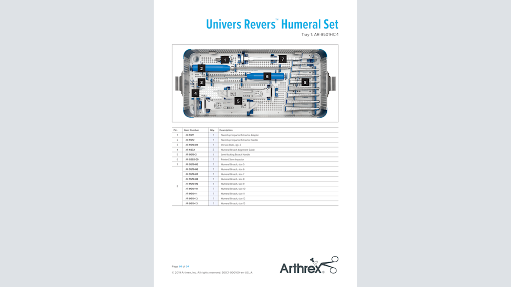 Univers Revers™ Humeral Set  (AR-9501HC-1)