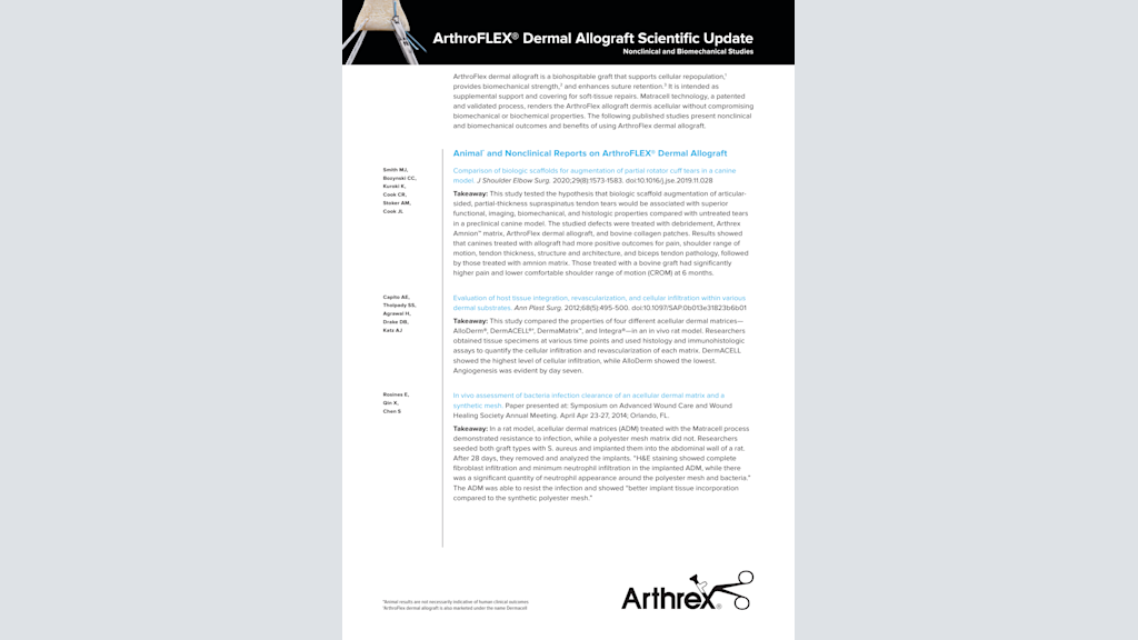 ArthroFLEX® Dermal Allograft Scientific Update Nonclinical and Biomechanical Studies