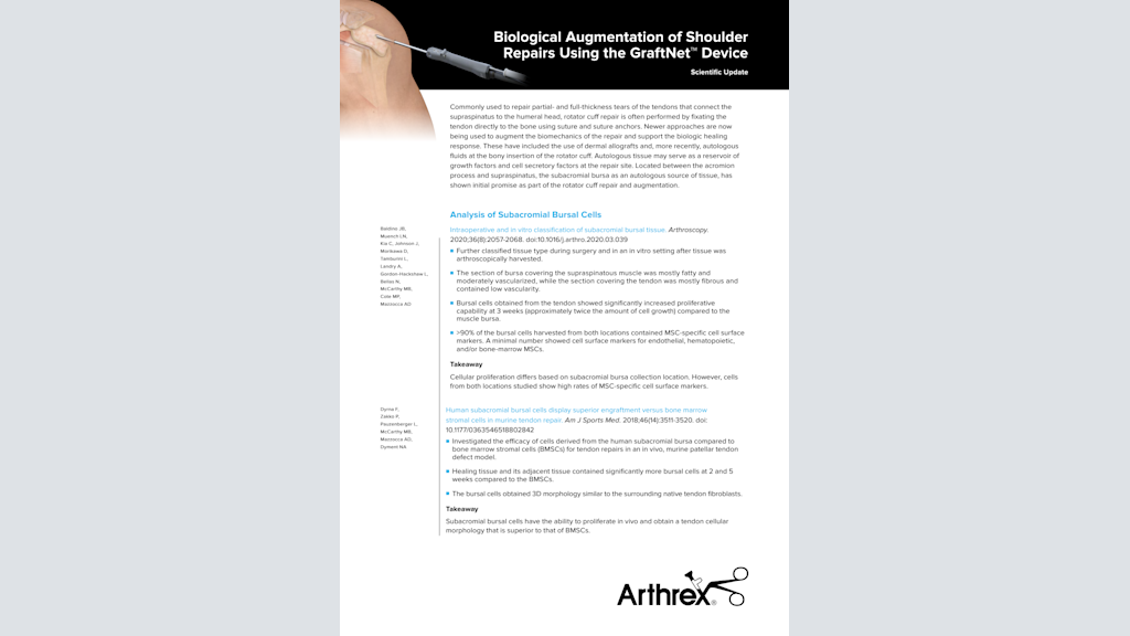 Biological Augmentation of Shoulder Repairs Using the GraftNet™ Device