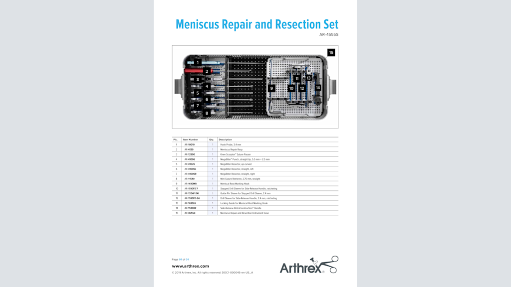 Meniscus Repair and Resection Set (AR-4555S)