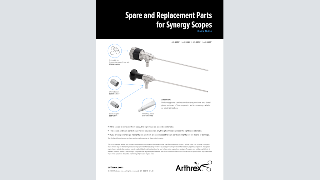 Spare and Replacement Parts for Synergy Scopes
