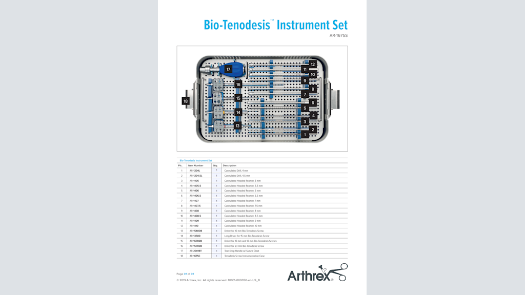 Bio-Tenodesis™ Instrument Set (AR-1675S)