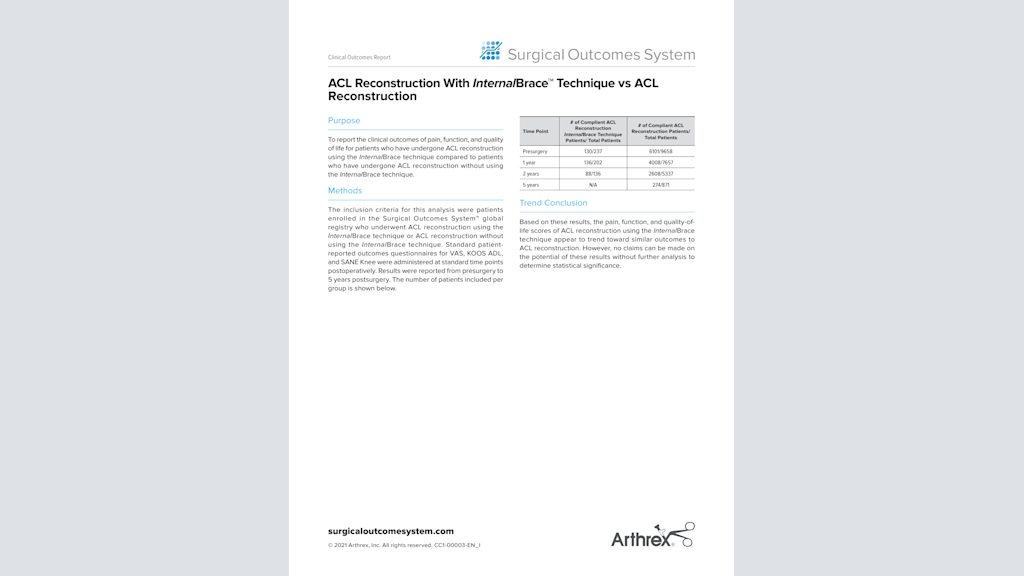 ACL Reconstruction With InternalBrace™ Ligament Augmentation vs ACL Reconstruction