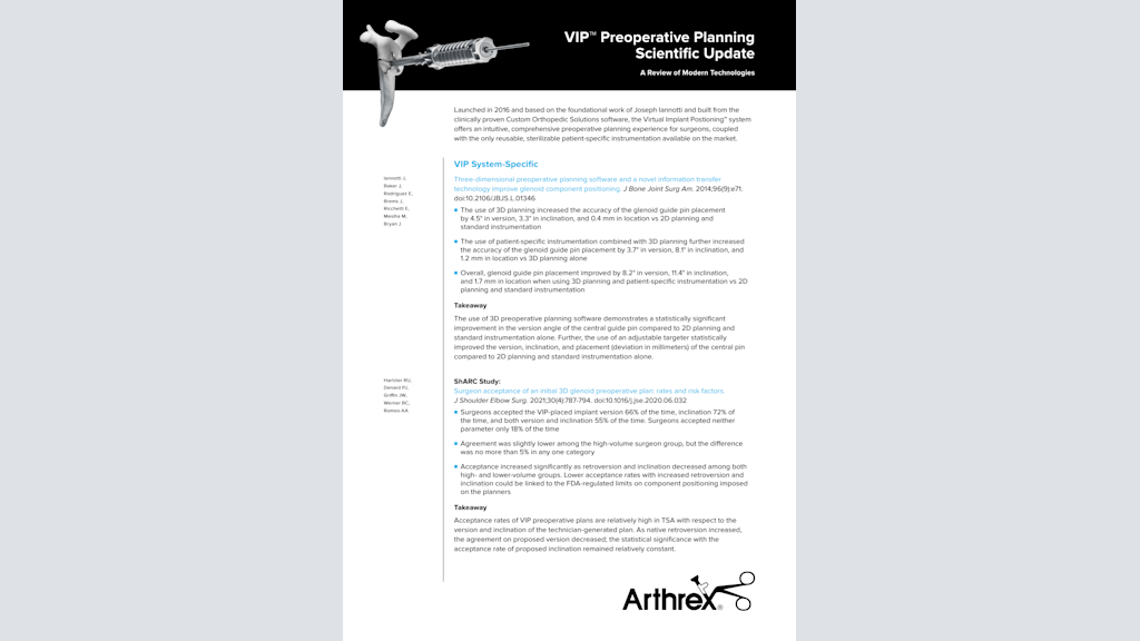 VIP™ Preoperative Planning Scientific Update