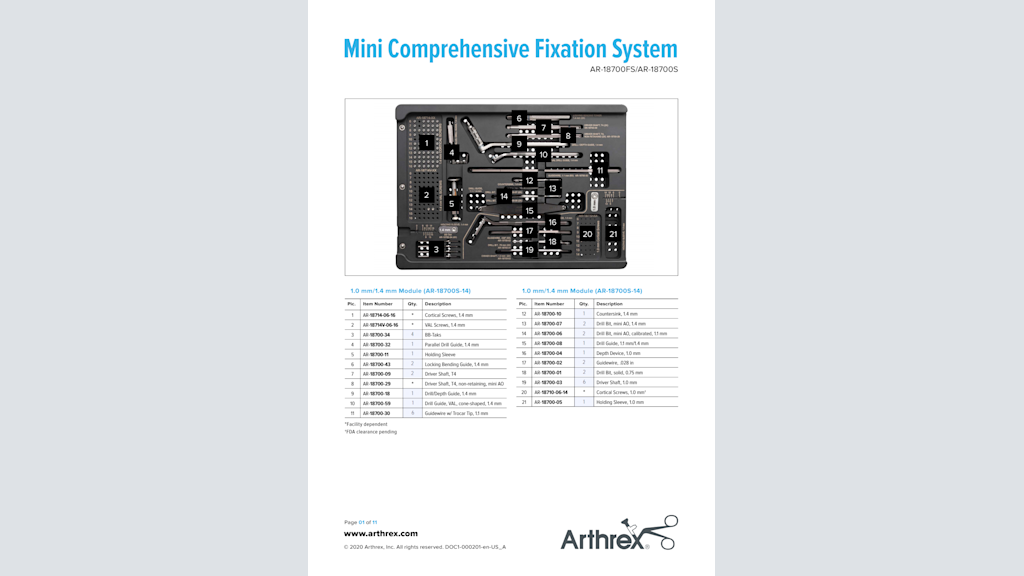 Mini Comprehensive Fixation System AR-18700FS/AR-18700S