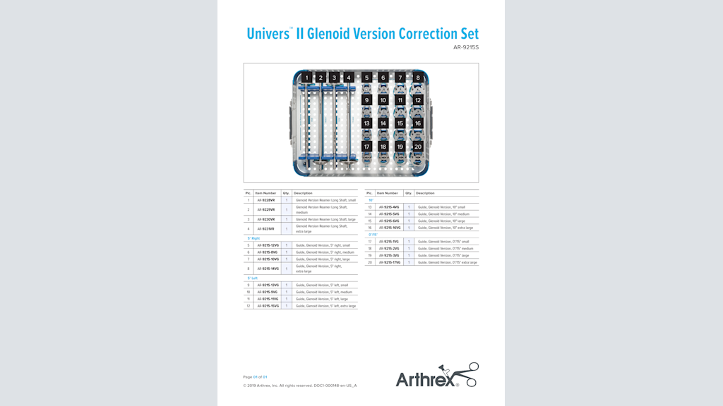 Univers™ II Glenoid Version Correction Set (AR-9215S)