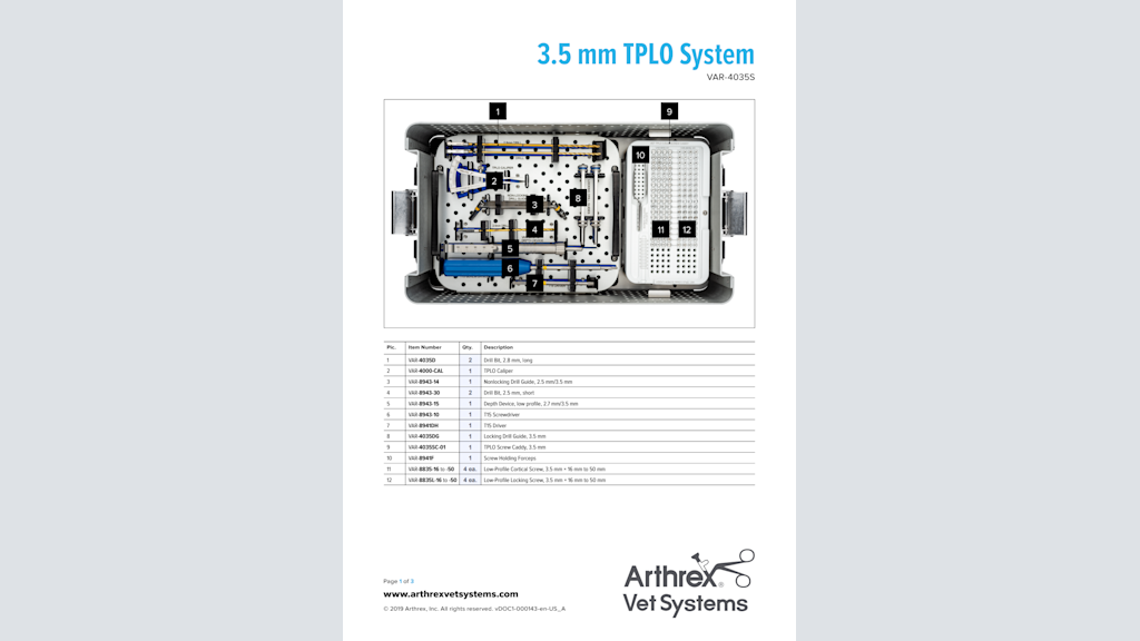 3.5 mm TPLO System - VAR-4035S