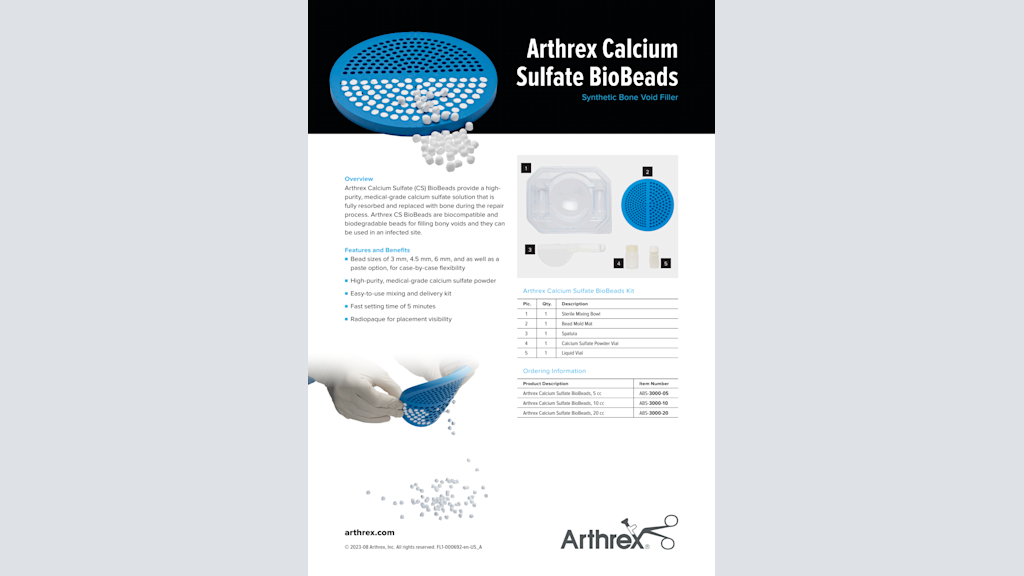 Arthrex Calcium Sulfate BioBeads - Synthetic Bone Void Filler