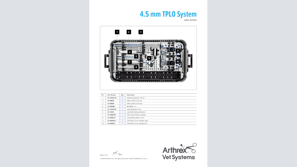 4.5 mm TPLO System (VAR-4045S)