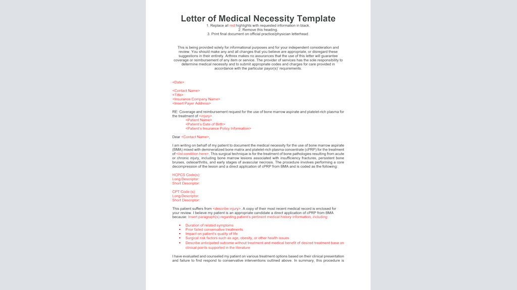 IOBP Letter of Medical Necessity Template