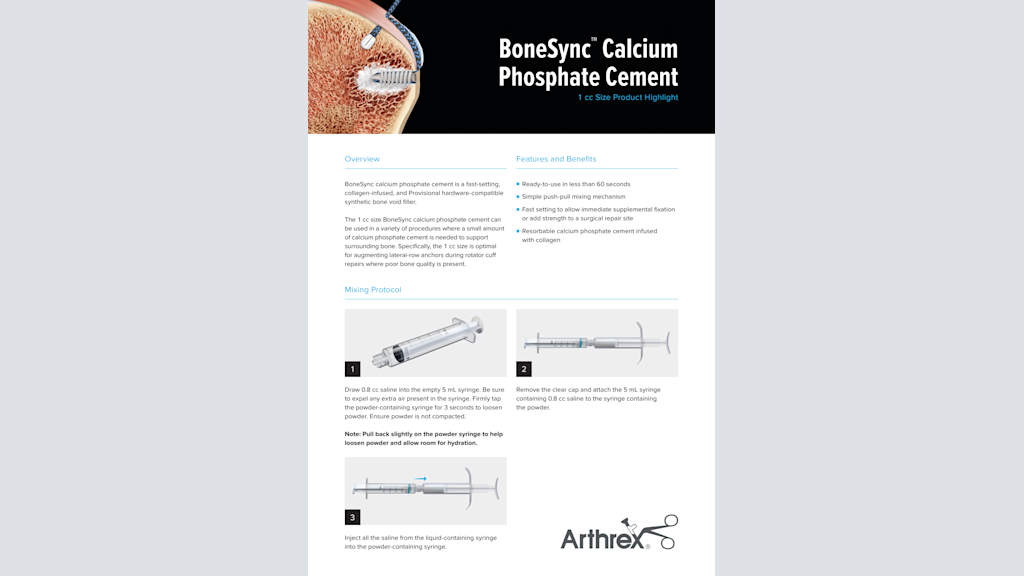 BoneSync™ Calcium Phosphate Cement - 1 cc Size Product Highlight