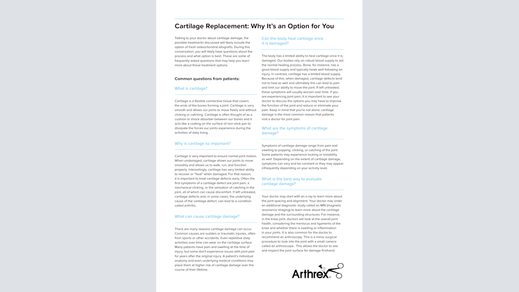 Cartilage Replacement: Why It’s an Option for You