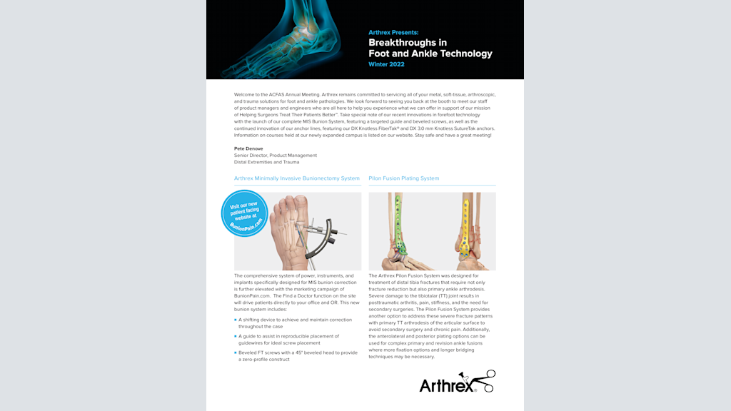 Arthrex Presents: Breakthroughs in Foot and Ankle Technology Winter 2022