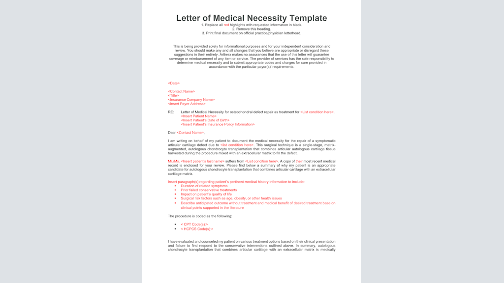 AutoCart Letter of Medical Necessity Template