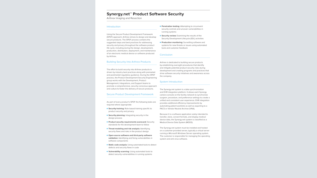 Synergy.net™ Product Software Security