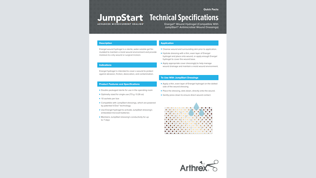 Technical Specifications Energel® Wound Hydrogel (Compatible With JumpStart® Antimicrobial Wound Dressings)