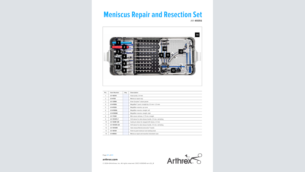 Meniscus Repair and Resection Set (AR-4555S)