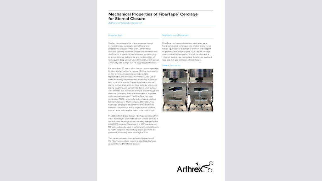 Mechanical Properties of FiberTape® Cerclage for Sternal Closure