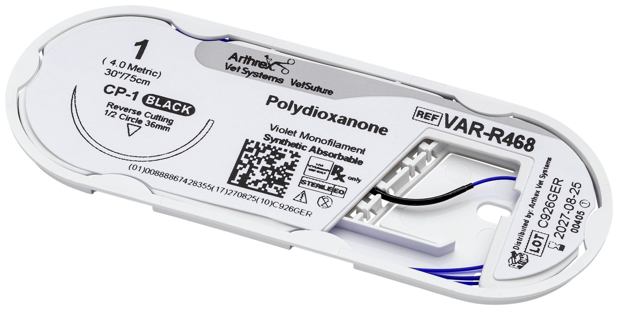 Arthrex - Polydioxanone 1 Violet 30”, CP-1 Reverse Cutting 36mm 1/2C ...