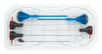 Knotless FiberTak SpeedBridge SP Implant System Includes three 2.6 Knotless FiberTak RC Self-Punching soft anchors w/ 1.7 mm FiberTape Loop and #2 suture (1 white/black, blue, 1 blue, white/black, and 1 black/blue, blue/black), two 5.5 Knotless BioComposite SwiveLock SP anchors, w/ PEEK eyelet, HD Scorpion needle, and MegaLoader
