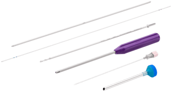 Set zur perkutanen Insertion des 2.4 mm PushLock-Ankers mit Spinalnadel, Führungsdraht, Dilatator, Spear, Kanüle, Bohrer