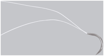 FiberLoop #4-0, 30.5 cm Geflochtener Polyblend Faden, Weiß, 12'', mit spitzer Rundnadel, steril