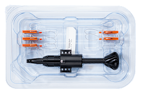 FiberTape Sternal Closure Kit X5
Includes: 5 FiberTape Sternal Closure, 2 mm, 36”, blue (2 w/ attached conventional cutting needle and 3 w/ attached blunt tapered needle), and a disposable tensioner, free cutting needle, and MegaLoader