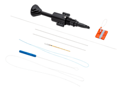 FiberTape Cerclage Tension Band System
Includes: Two FiberTape Cerclage sutures (2 mm, 48", 1-blue and 1-white/black), one FiberTape Cerclage Tensioner, one MegaLoader, two K-Wires (1.6 x 200 mm), one 2.5 mm drill bit, one Transosseous suture passer, and one Suture passing wire.