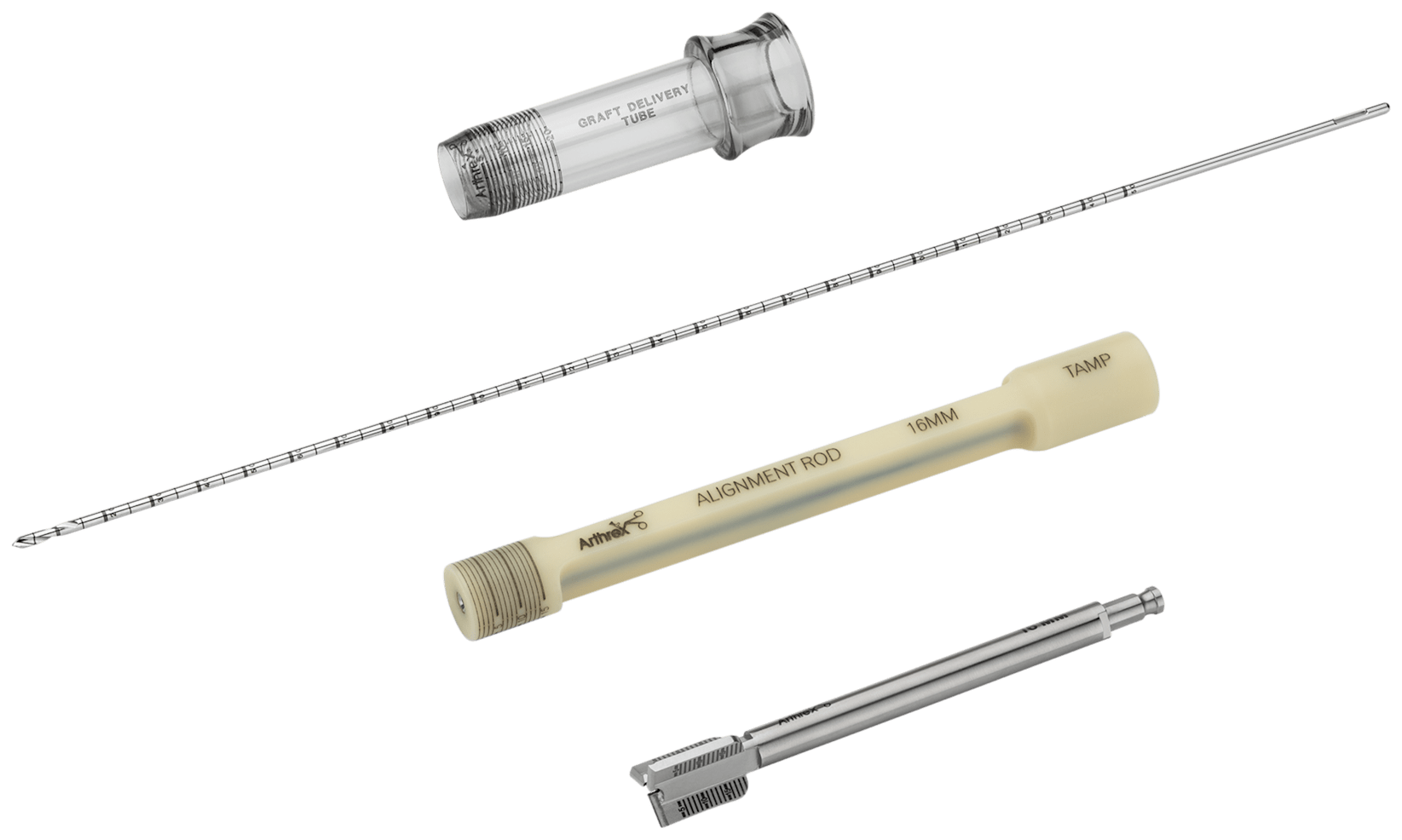 Osteochondral Allograft Transfer System (OATS), with 16 mm Flat Headed Reamer, Delivery Tube, Drill Pin Guide/Dilator/Tamp and 2.4 mm Drill Tipped Guide Pin