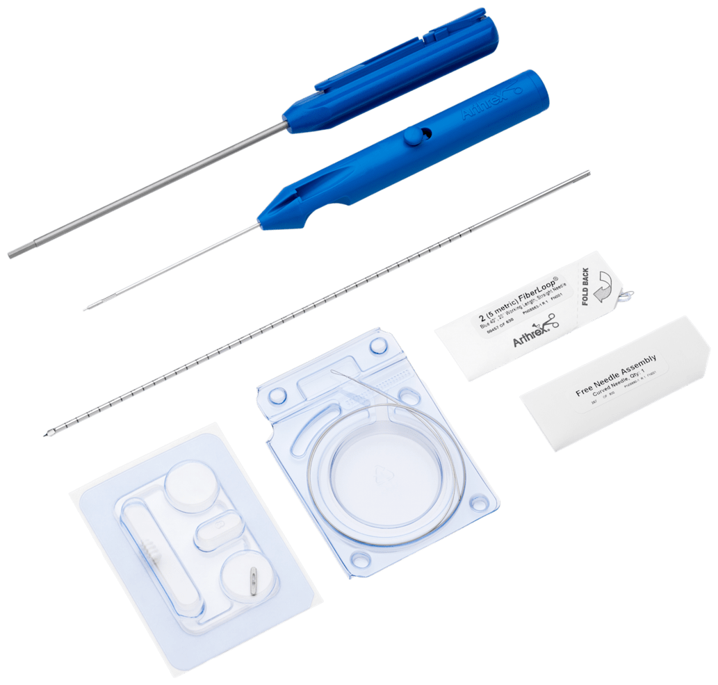 BioComposite Distal Biceps Implant System (Includes: BicepsButton Implant, Button Inserter, #2 FiberLoop Suture, 7 mm x 10 mm BioComposite Tenodesis Screw, Disposable Tenodesis Driver, 3.2 mm Drill Pin, Suture Passing Wire, and Free Needle)