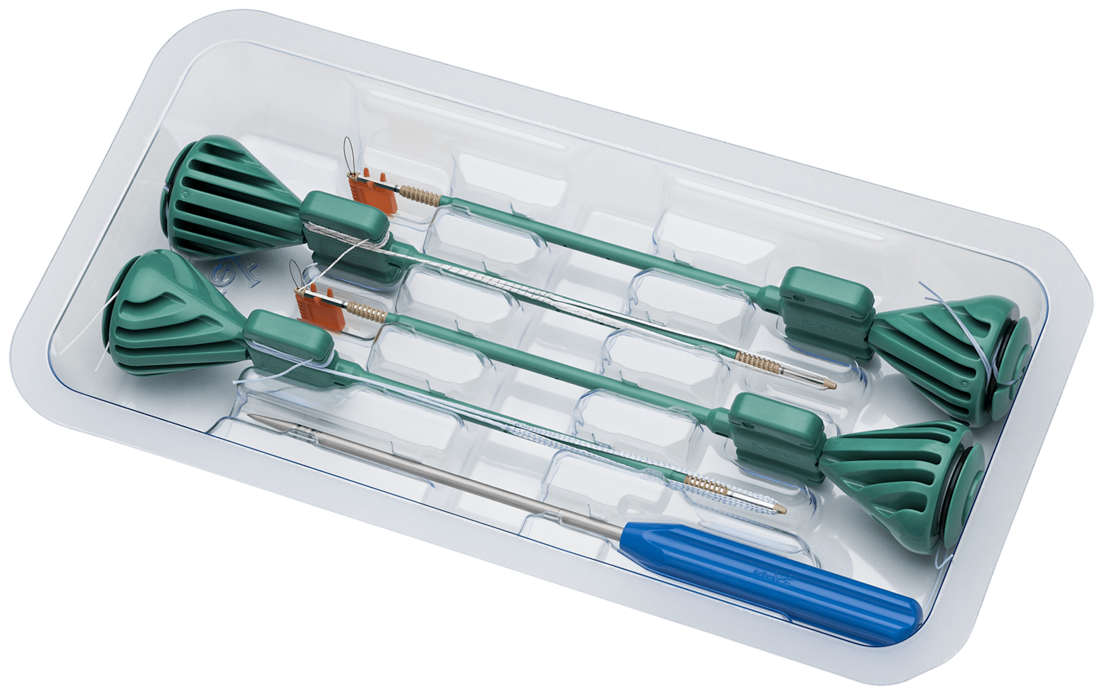 4.75 mm PEEK SpeedBridge Implant System Includes two 4.75 mm PEEK SwiveLock C anchors w/ one preloaded FiberTape Loop (1 Blue, 1 White/Black) for medial row, two 4.75 mm PEEK SwiveLock C anchors for lateral row, and disposable punch