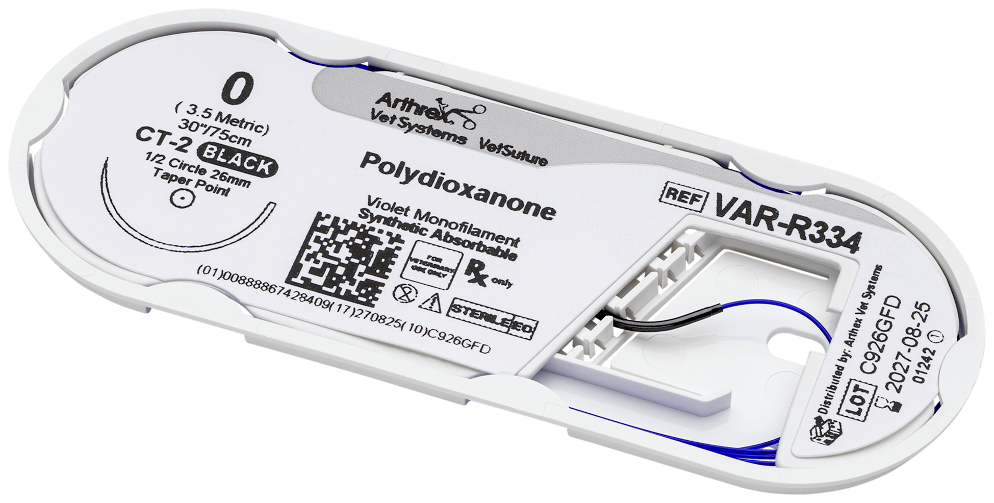 Polydioxanone 0 Violet 30”, CT-2 Taper Point 26mm 1/2C