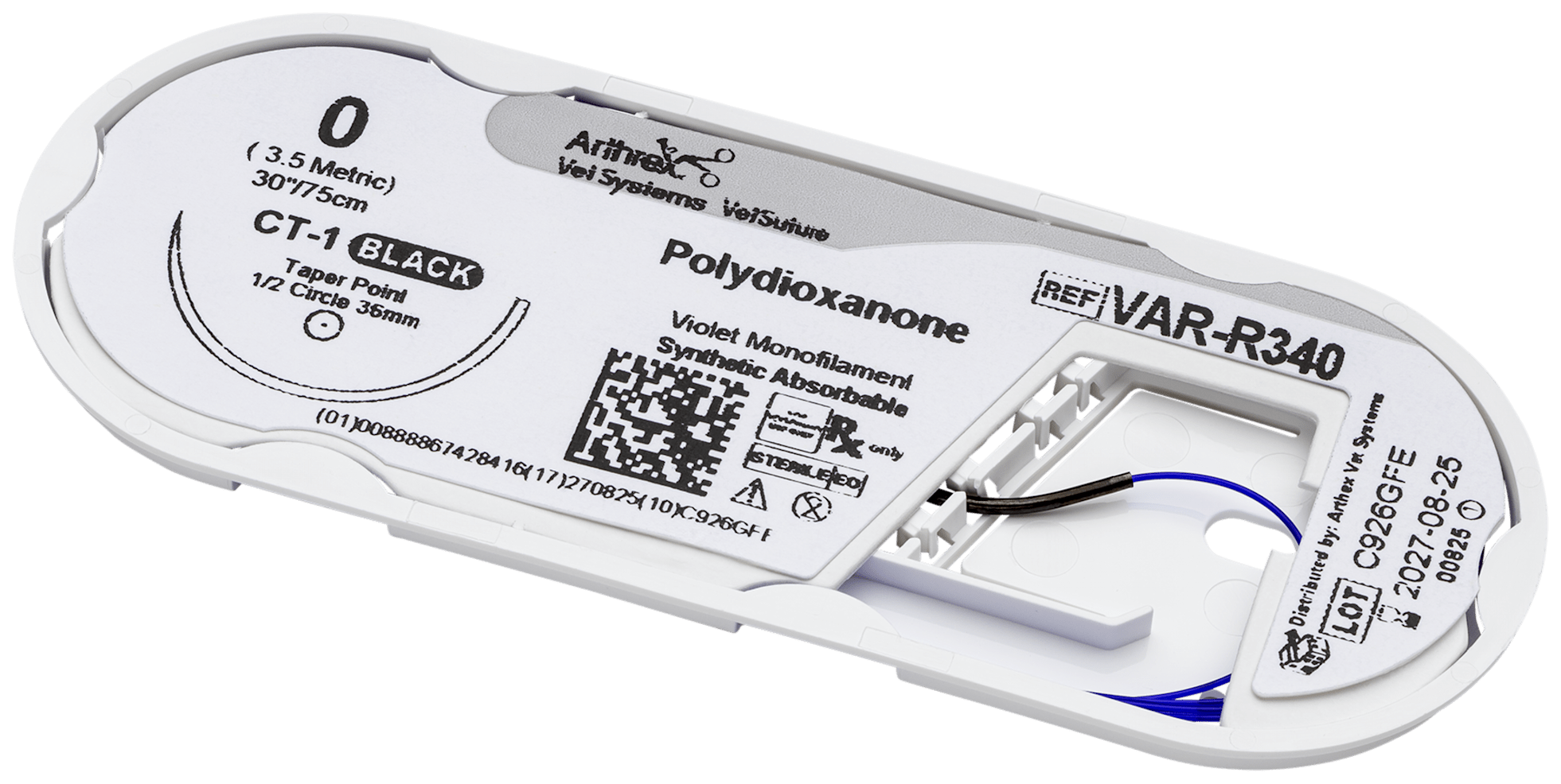 Polydioxanone 0 Violet 30”, CT-1 Taper Point 36mm 1/2C