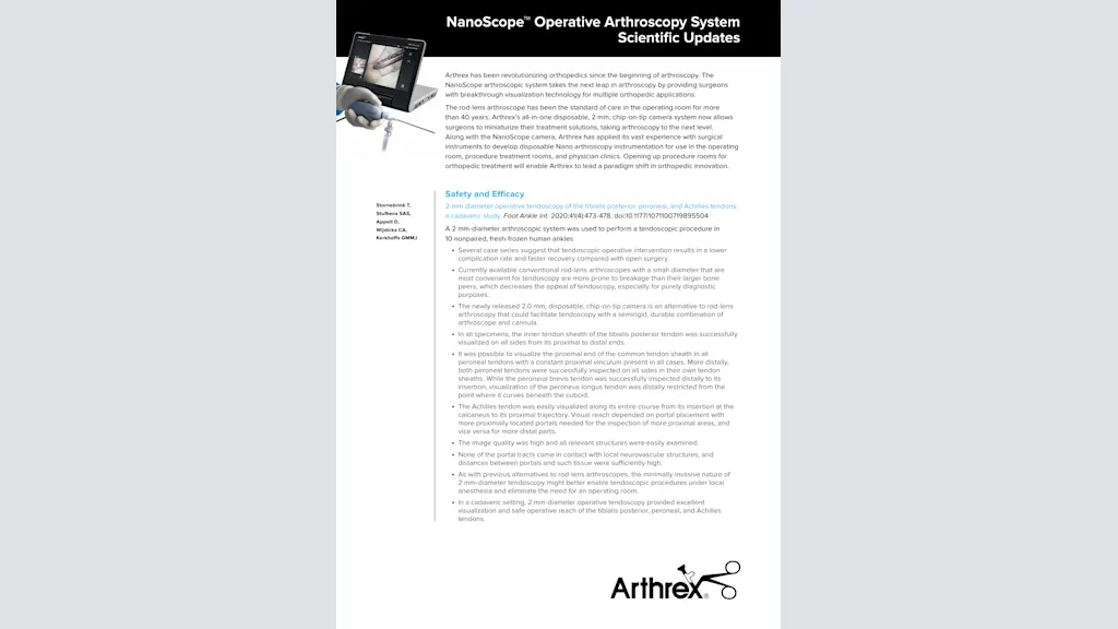 NanoScope™ Operative Arthroscopy System Scientific Updates