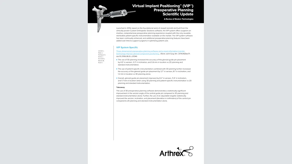 Virtual Implant Positioning™ (VIP™) Preoperative Planning Scientific Update