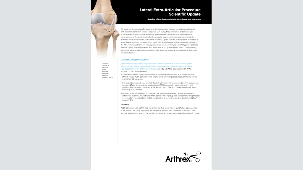 Lateral Extra-Articular Procedure Scientific Update