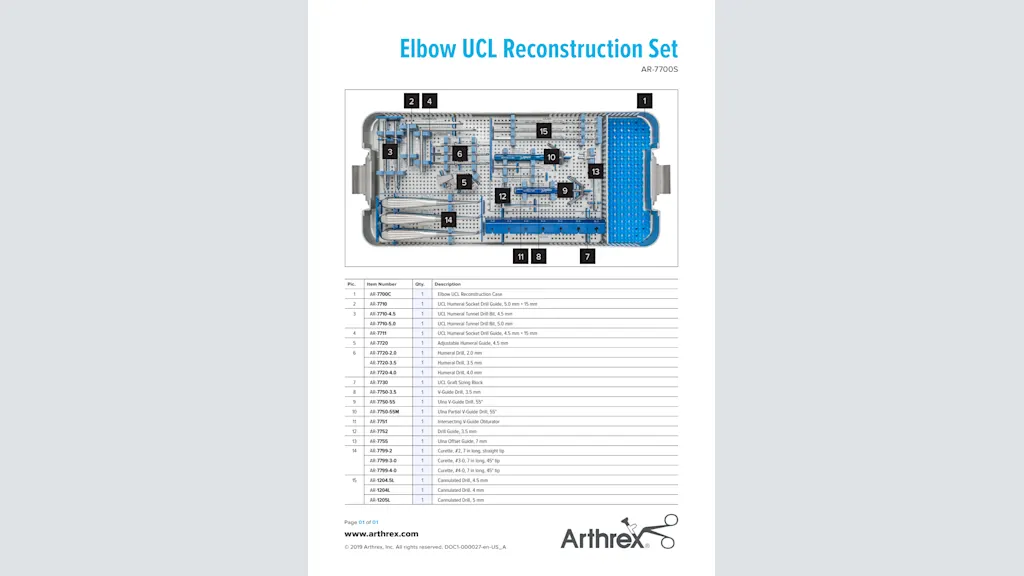 Elbow UCL Reconstruction Set (AR-7700S)