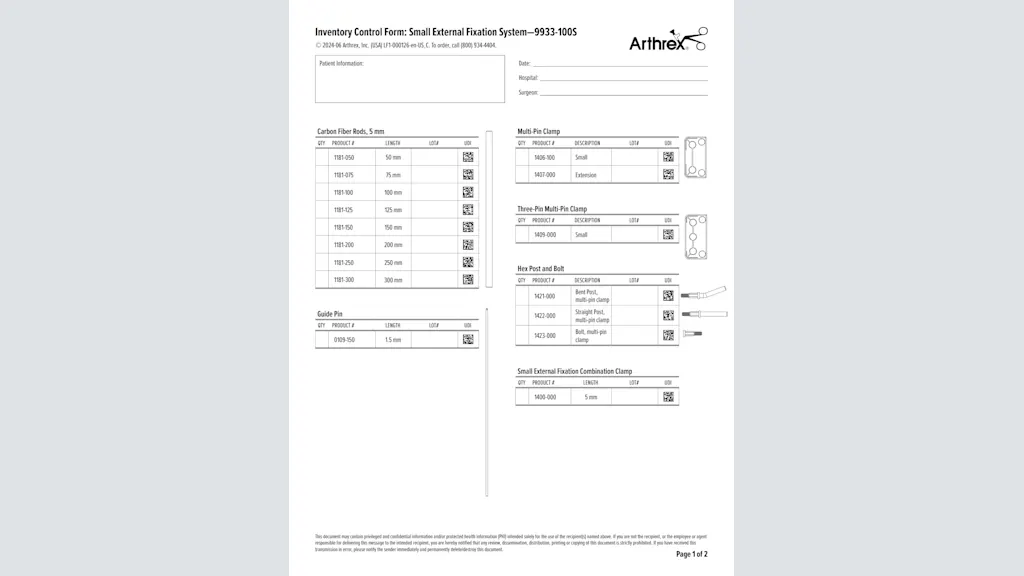 Small External Fixation System - 9933-100S