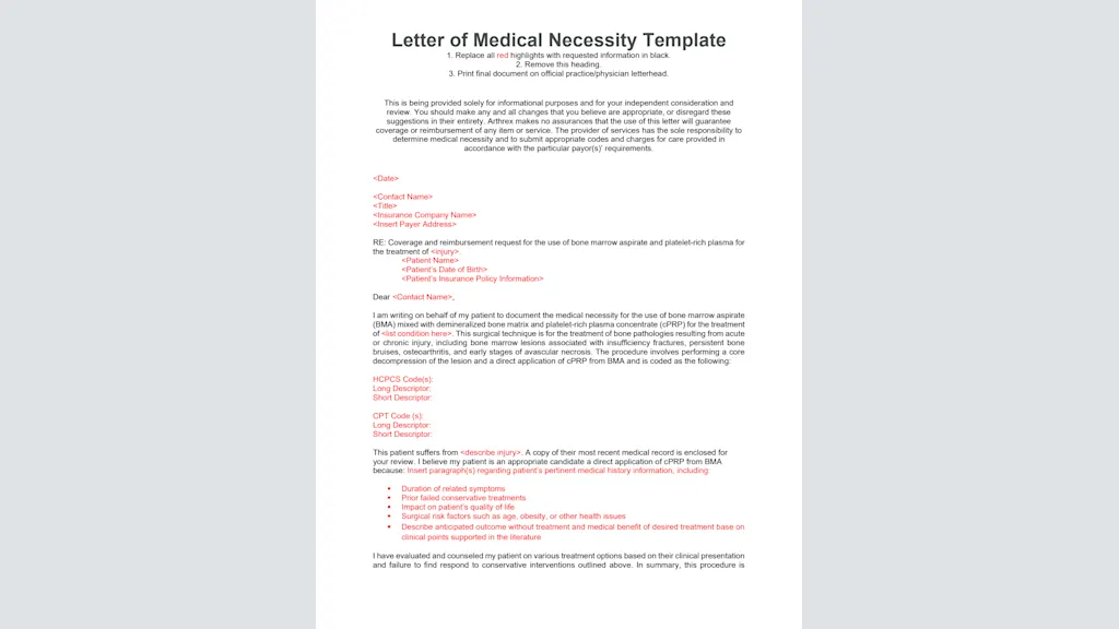 IOBP Letter of Medical Necessity Template