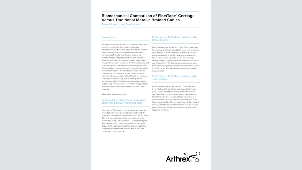 Biomechanical Comparison of FiberTape® Cerclage Versus Traditional Metallic Braided Cables
