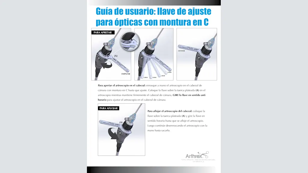 Guía de usuario: llave de ajuste para ópticas con montura en C