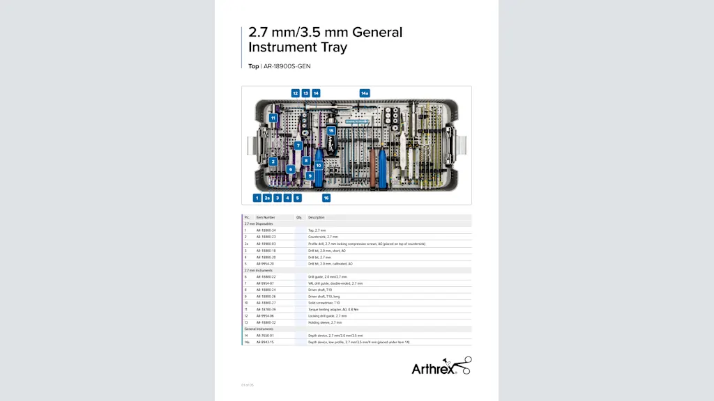 2.7 mm/3.5 mm General Instrument Tray