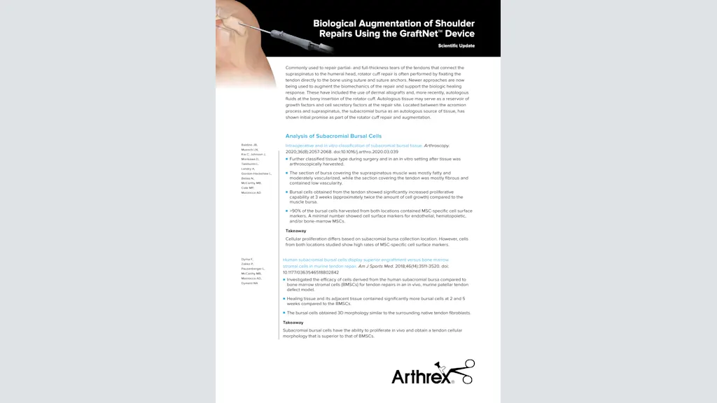 Biological Augmentation of Shoulder Repairs Using the GraftNet™ Device
